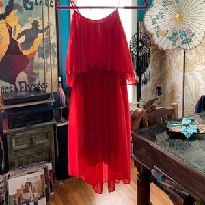 🎈Red Pleated High/Low Dress 🎈